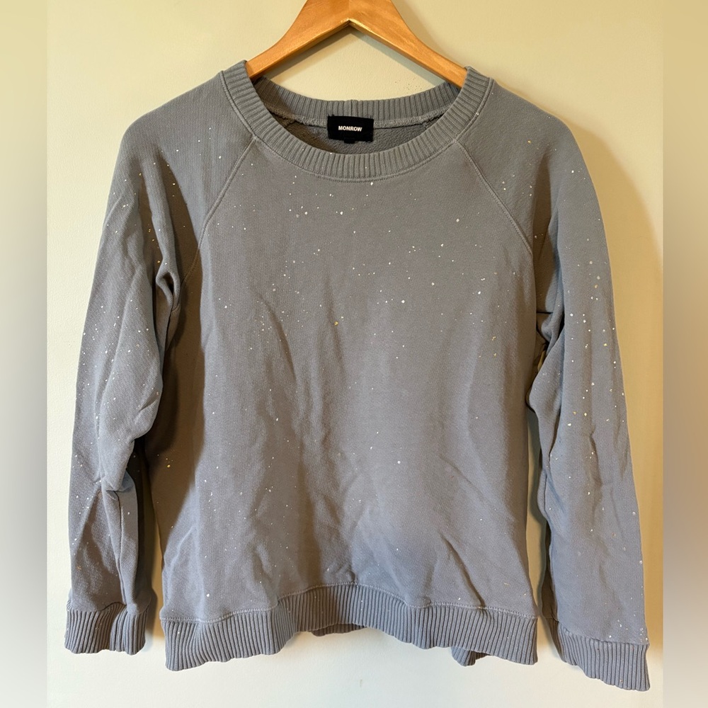 Monrow Sweatshirt 100% Cotton Top Muted Grey  Flecked M